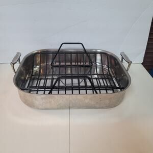 All-Clad MetalCrafters 11" x 14" Stainless Steel Petite Roti Pan with Rack Heavy